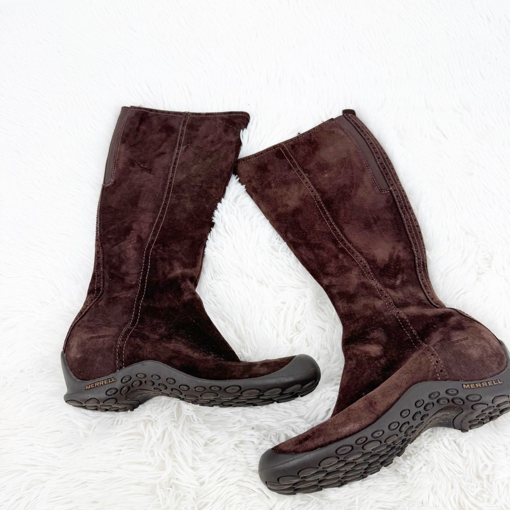 Merrell Plaza Peak Espresso Brown Suede Waterproof Mid Calf Boots Womens 7.5
